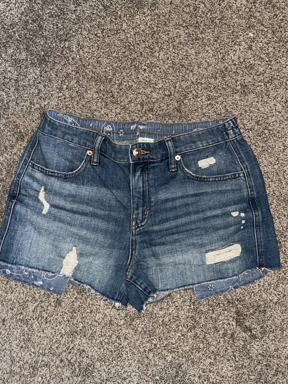aerie Distressed Dark Blue Denim Jean Shorts